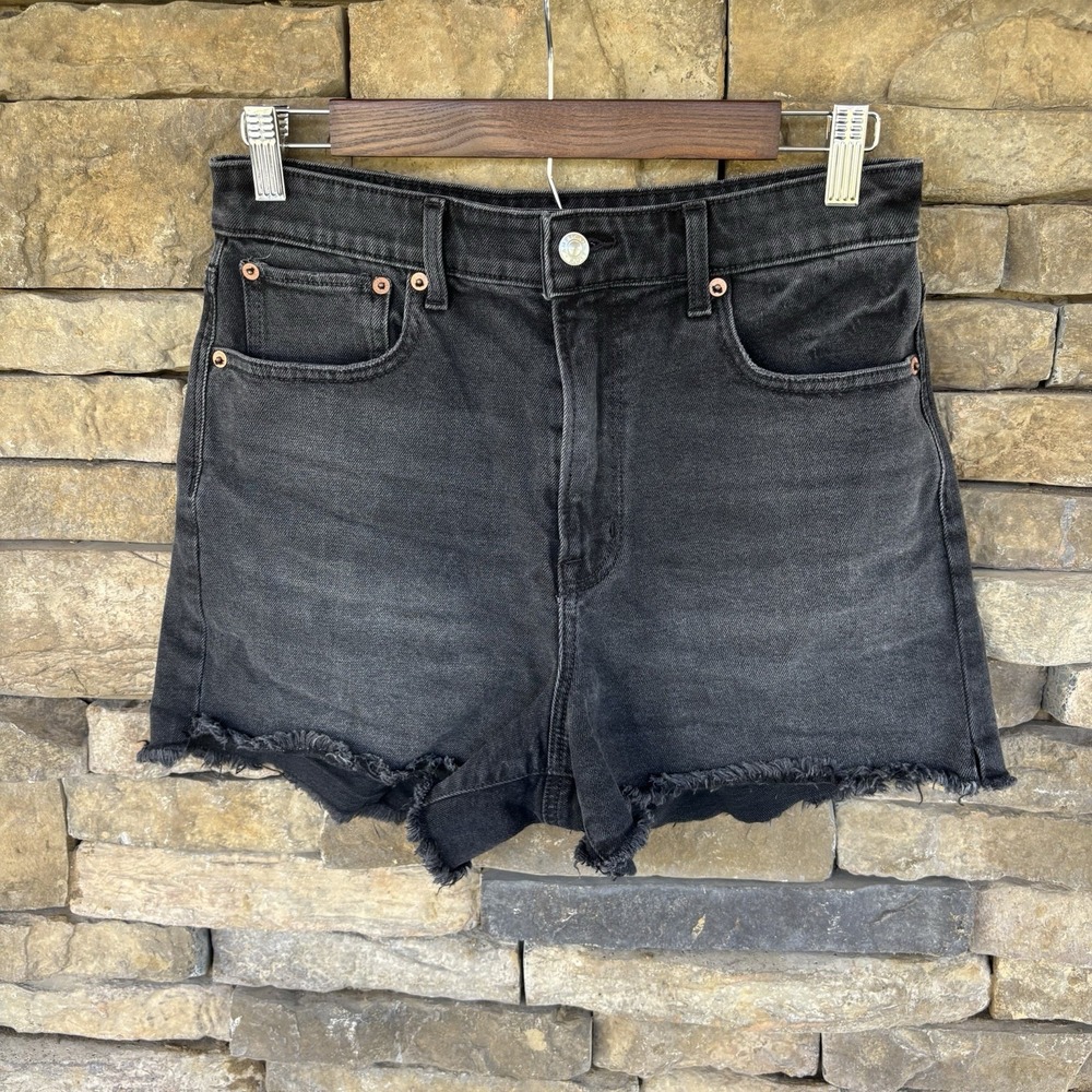 American Eagle Women's Black Cut Off Stretch Denim Shorts - Tag Size 6‎